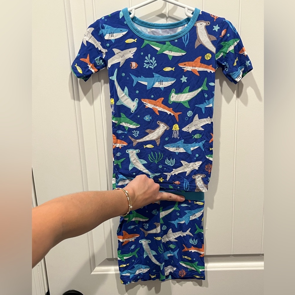 Little Sleepies Colorful Shark Print Pajama Set bamboo 3T